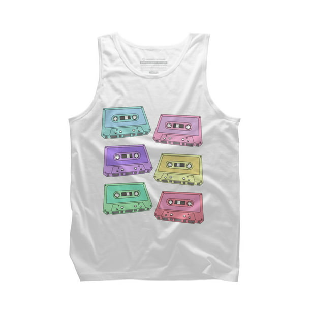 Design By Humans Multi Colored Mixtapes Mens Graphic Tank Top 